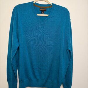 Fairclough & Co. V Neck Sweater Pullover 100% Merino Wool Quiet Luxury - Large